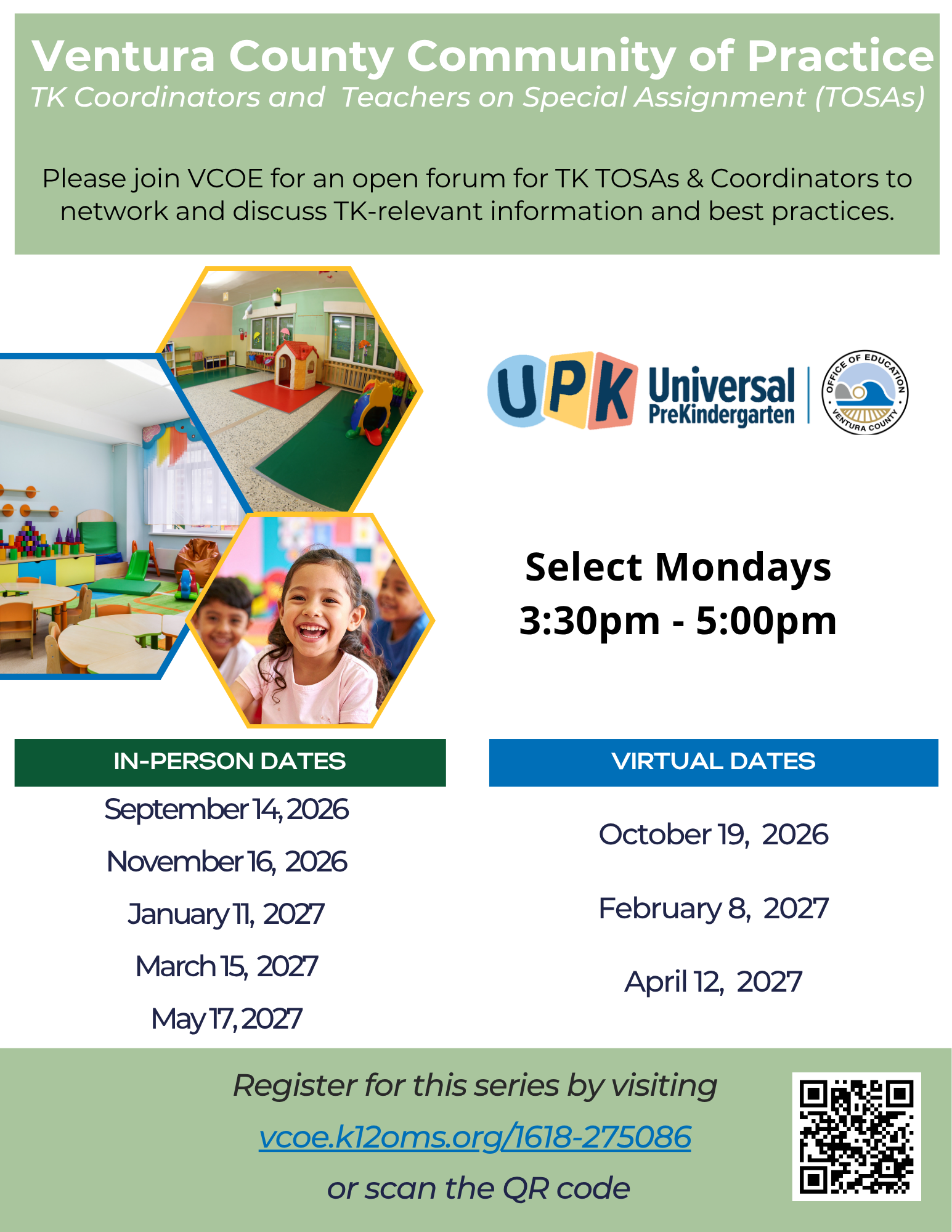VCOE TK TOSA Community of Practice - 2025-26 dates